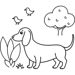 Dachshund Dog Coloring Page for Kids