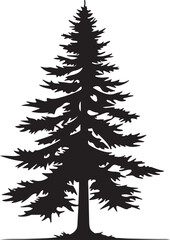 Pine Tree Silhouette Vector Illustration White Background