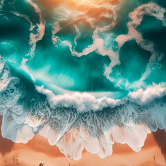 Top view waves on the sand beach summer holiday vacation concept