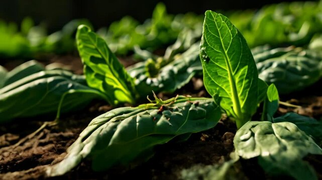  Vibrant green leafy plants growing in a garden bed