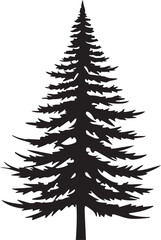 Pine Tree Silhouette Vector Illustration White Background