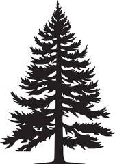 Pine Tree Silhouette Vector Illustration White Background