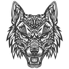 Obraz premium tribal animal head using Aztecs style design with engraving style