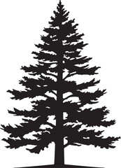 Pine Tree Silhouette Vector Illustration White Background