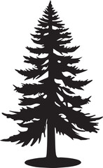 Pine Tree Silhouette Vector Illustration White Background