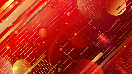 Line and geometric graphic background  red and gold  vector illustration