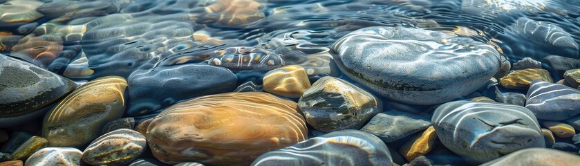Fototapeta premium Smooth Rocks and Light Reflections Underwater
