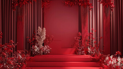 3D rendering backdrop classic empty podium for wedding on decoration and background classic