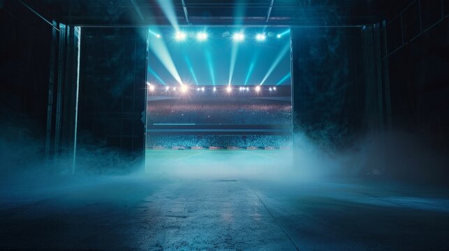 Stadium Entrance with Bright Lights and Smoke - Generative AI