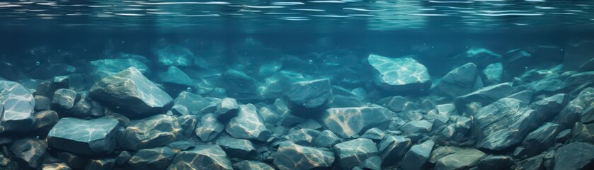 Smooth Rocks and Light Reflections Underwater