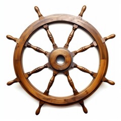 Obraz premium Vintage Wooden Ship's Steering Wheel