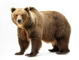 Fototapeta premium Brown Bear Portrait on White Background