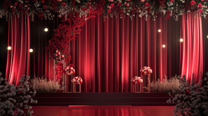 3D rendering backdrop classic empty podium for wedding on decoration and background classic
