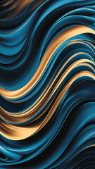 Abstract wave lines background Blue and gold wallpaper