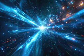 Naklejka premium a blue and white abstract image of a space with a blue background with stars and lines