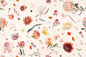 Obraz premium a floral background with flowers and leaves