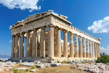 Obraz premium a Greek temple with pillars and statues on top