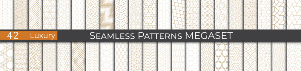Simple minimal golden pattern collection. Hipster monochrome graphic backdrop. Abstract fabric pattern.