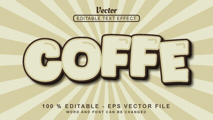 Editable 3d text effect coffe modern style isolated on blaster background