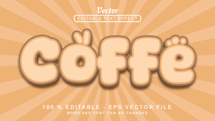 Editable 3d text effect coffe fun style isolated on cream background