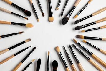 Fototapeta premium brushes on white background laying in a half circle