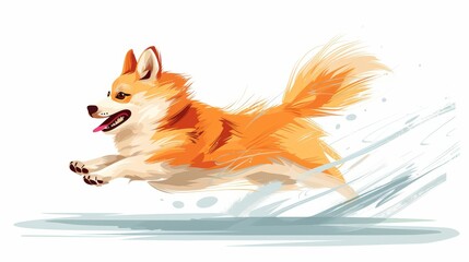 Naklejka premium Illustration of a joyful dog running energetically. Vibrant colors capture the essence of a playful pet in motion. Perfect for pet-lovers and fun themes.
