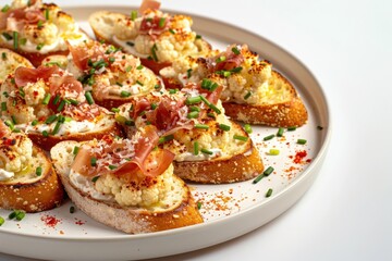 Gourmet Cauliflower Toasts with Creamy Mascarpone and Prosciutto