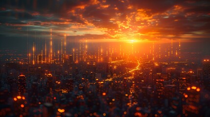 Obraz premium 街の背景のグラフチャート