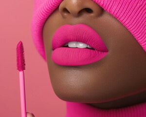 Person applying a matte liquid lipstick to their lips, matte lipstick, lip color