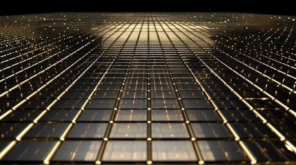 Silver gold perspective grid background image creates a square pattern. Platform for technology,...