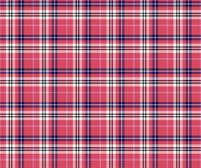 Plaid pattern, pink, white, blue, black, seamless for textiles, and for designing clothing, skirts, pants or decorative fabric. Vector illustration.