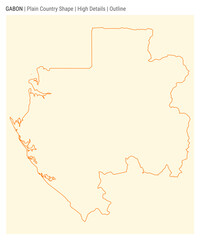 Gabon plain country map. High details. Outline style. Shape of Gabon. Vector illustration.