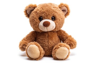 Obraz premium Adorable brown teddy bear baby toy with soft fur and sweet expression isolated on a transparent background, perfect for e-commerce and advertising use.