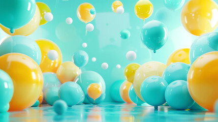 3D rendering illustration background for happy birth day theme pastel color palletes