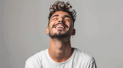 Obraz premium Happy young man over isolated background