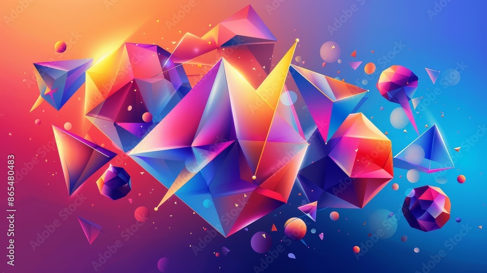 Poster abstract colorful geometric composition - a vibrant and abstract background featuring a multitude of