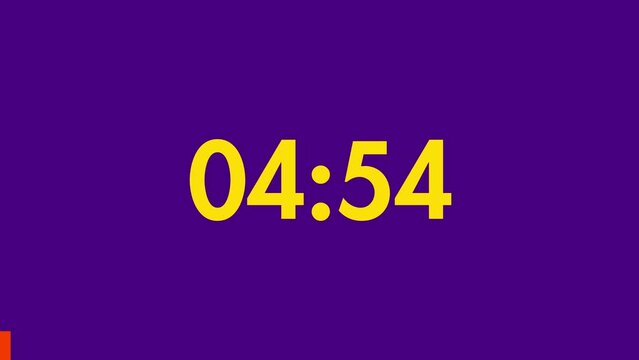 5 Minutes Countdown Timer Yellow Number on a Purple Background