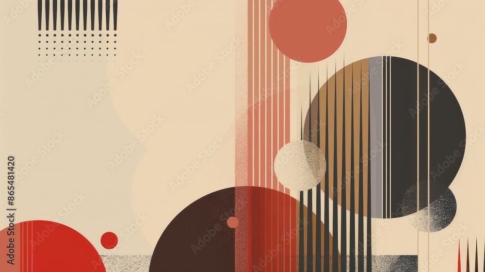 Poster abstract geometric composition with circles and stripes - an abstract minimalist art piece with geom