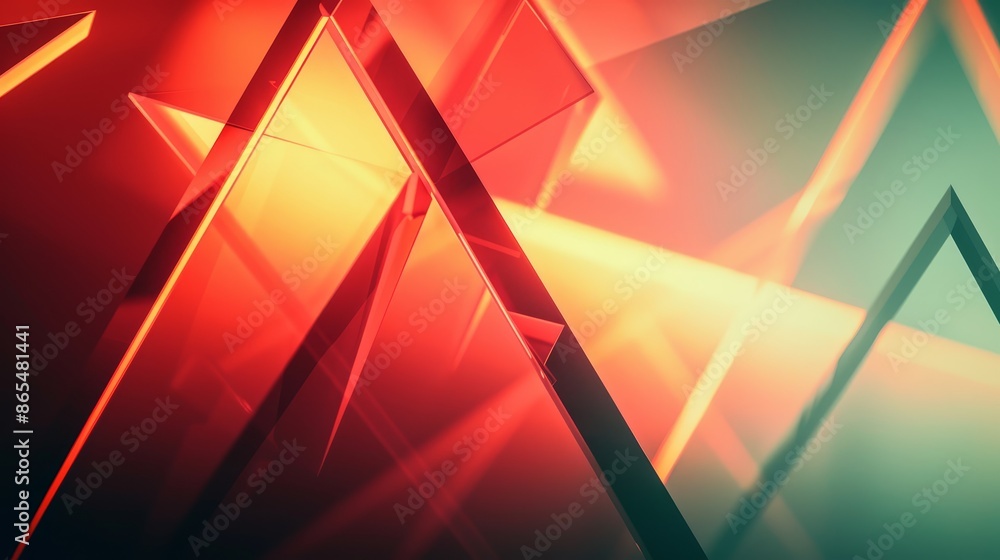 Aufkleber abstract geometric composition with warm colors - an abstract image showcasing an interplay of geome