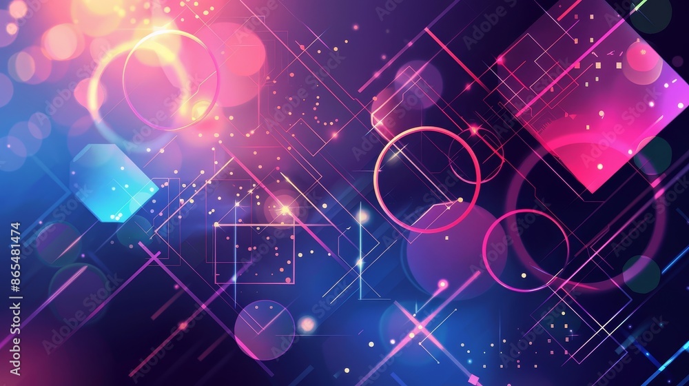 Poster abstract geometric design with vibrant colors - an abstract design featuring geometric shapes in pin