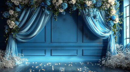 empty podium for wedding on decoration and background modern and luxury concept