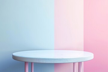 Modern Minimalist Table Against Dual-Tone Wall