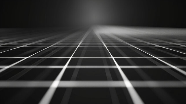 Grid thin white lines with a dark background in perspective
