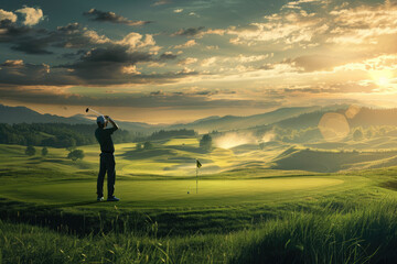man playing golf on the golf course
