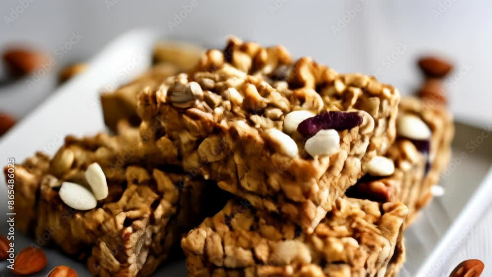 Poster  Deliciously crunchy granola squares perfect for a healthy snack