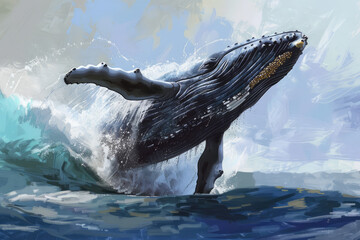Fototapeta premium whale jumping out of water