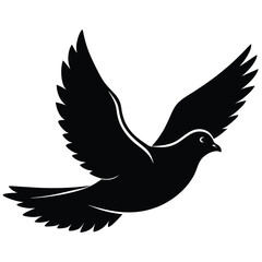 Fototapeta premium Silhouette of flying pigeon. Bird in fly Stock, vector black color silhouette