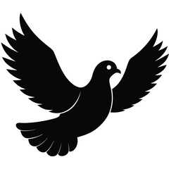 Obraz premium Silhouette of flying pigeon. Bird in fly Stock, vector black color silhouette