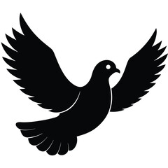 Obraz premium Silhouette of flying pigeon. Bird in fly Stock, vector black color silhouette