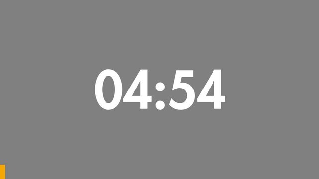 5 Minutes Countdown Timer White Numbers on a Grey Background